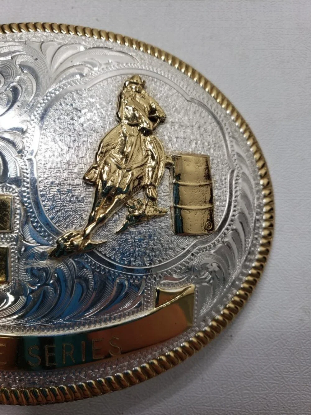Montana Silversmiths 1-D Barrels OK Barrel Racing Western Belt Buckle K5569